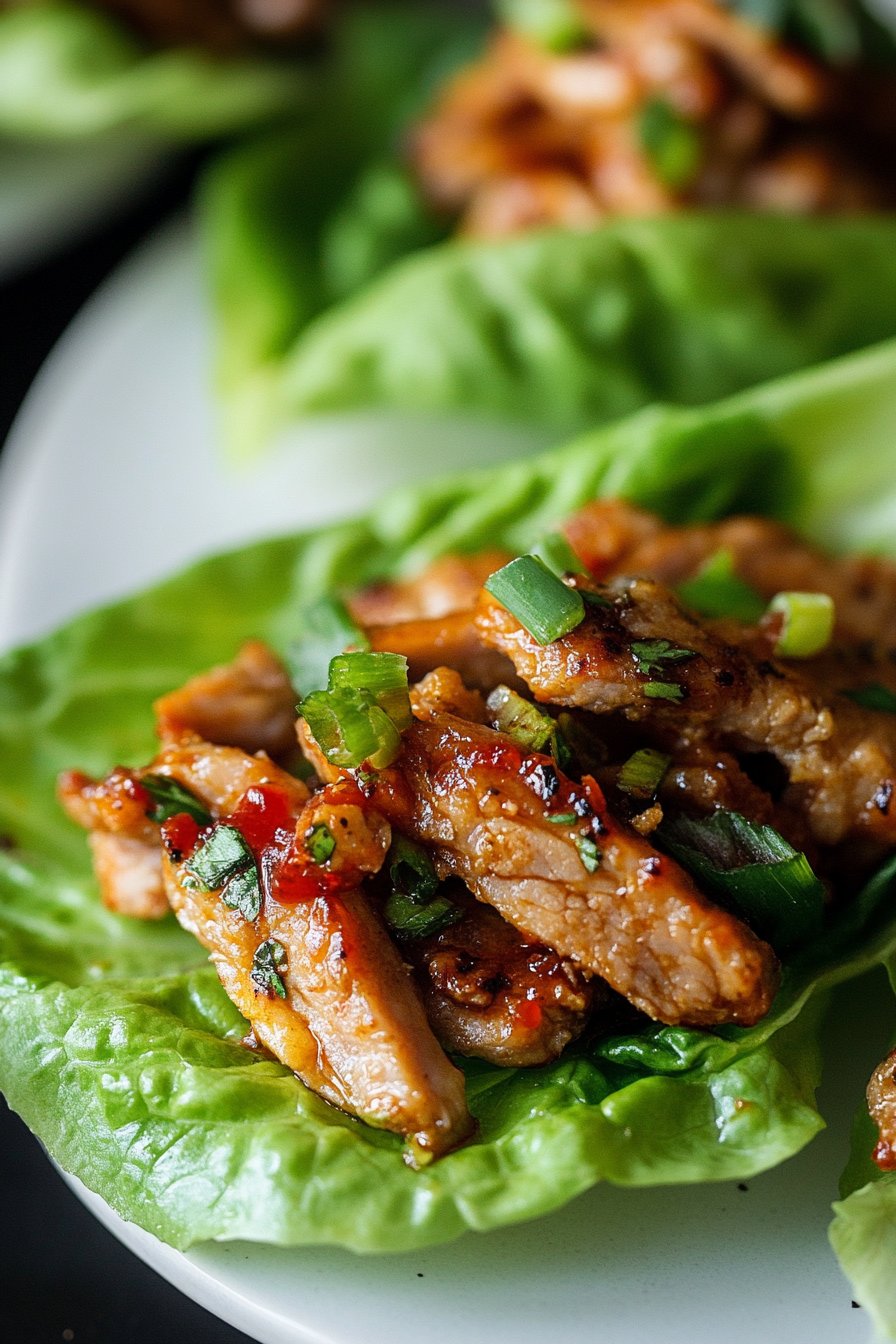 Sweet and Spicy Pork Lettuce Wraps Recipe