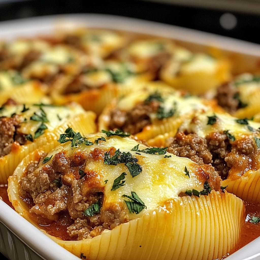 Beef-Stuffed Shells with Creamy Ricotta Filling