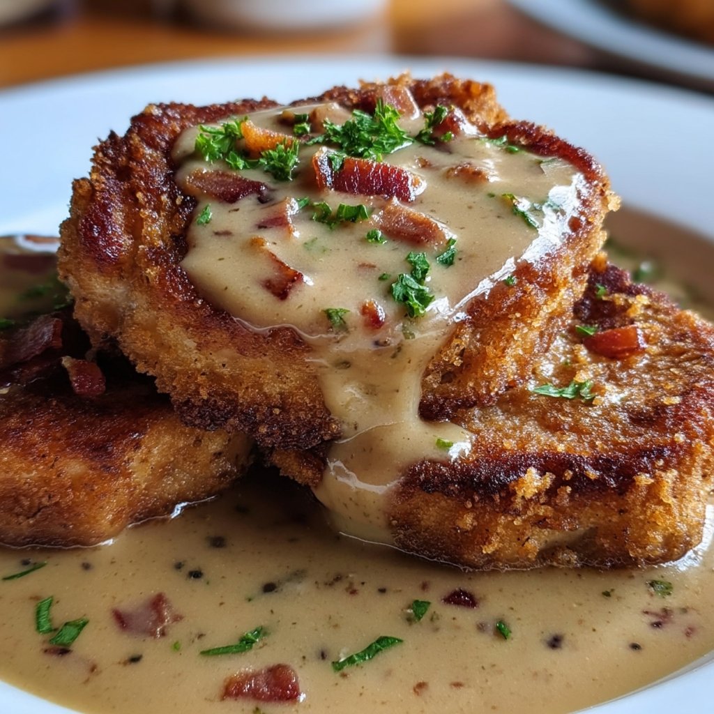 Country Fried Pork Chops with Bacon Gravy