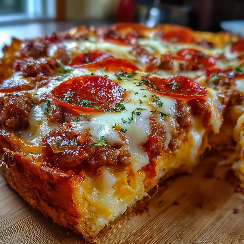 Deep Hamburger Sausage & Pepperoni Pie
