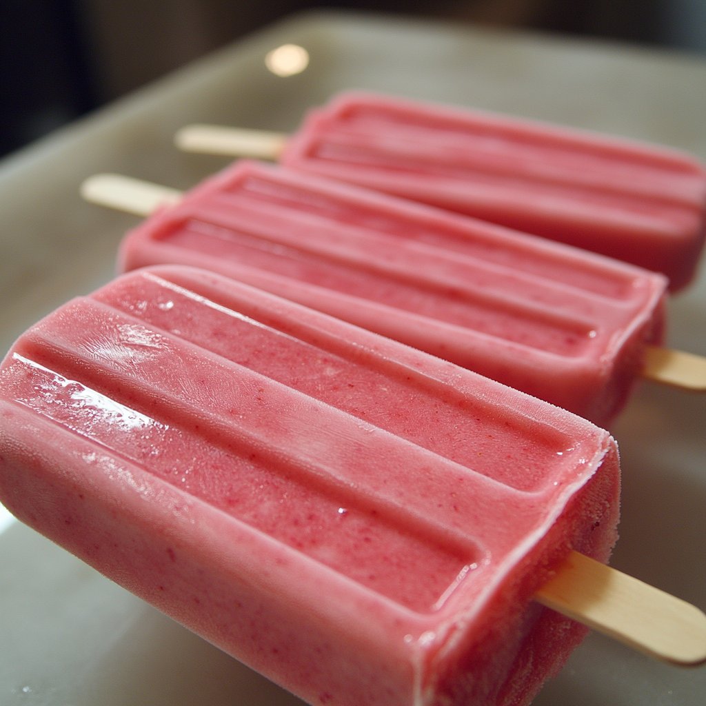 Delicious, irresistible picture of Strawberry Yogurt Popsicles