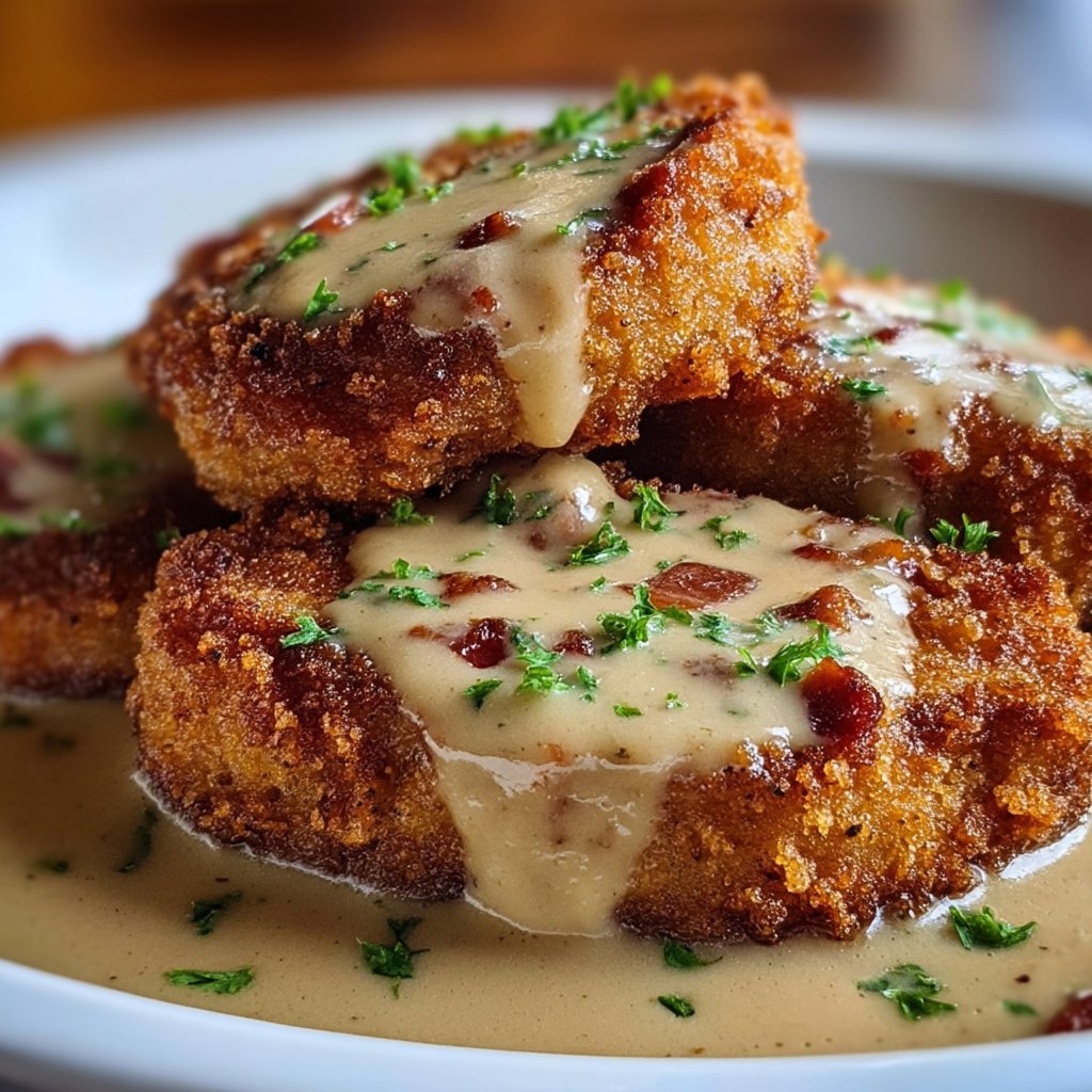 Country Fried Pork Chops with Bacon Gravy