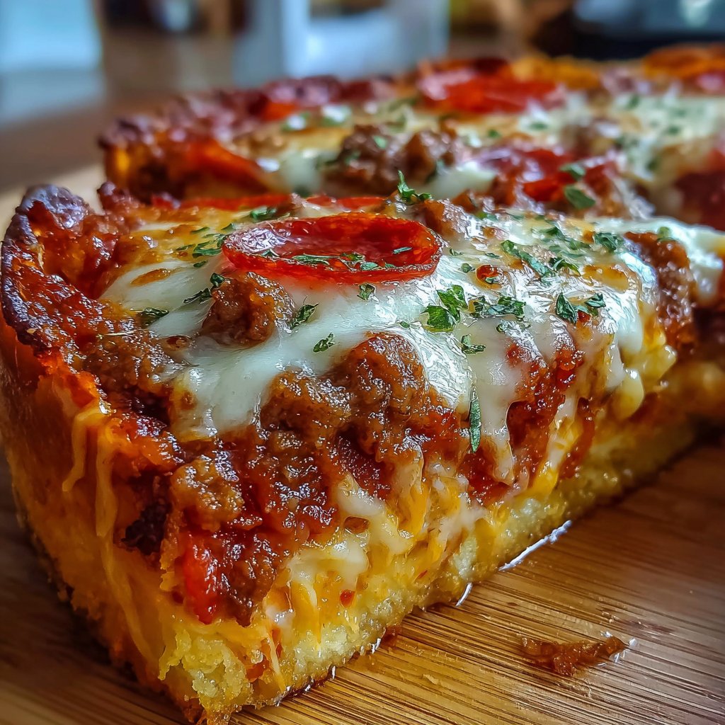 Deep Hamburger Sausage & Pepperoni Pie
