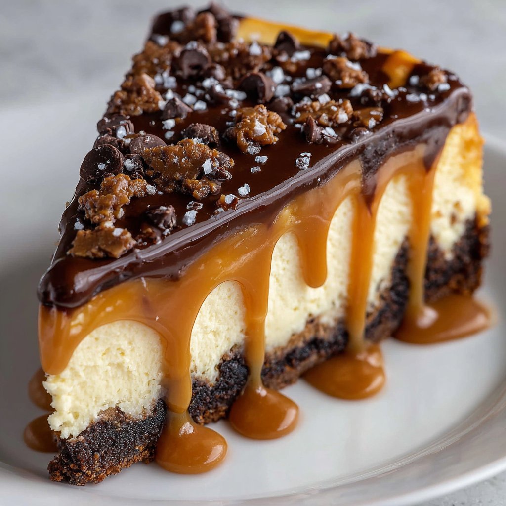 Salted Caramel Chocolate Chip Cheesecake
