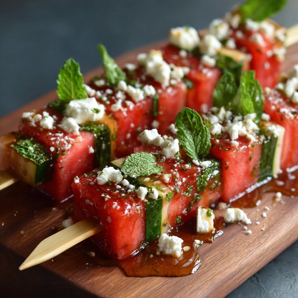 Watermelon, Feta & Mint Skewers