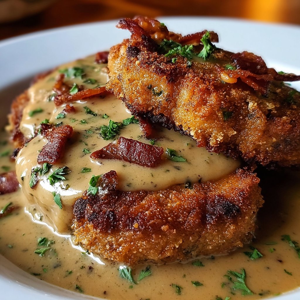 Country Fried Pork Chops with Bacon Gravy