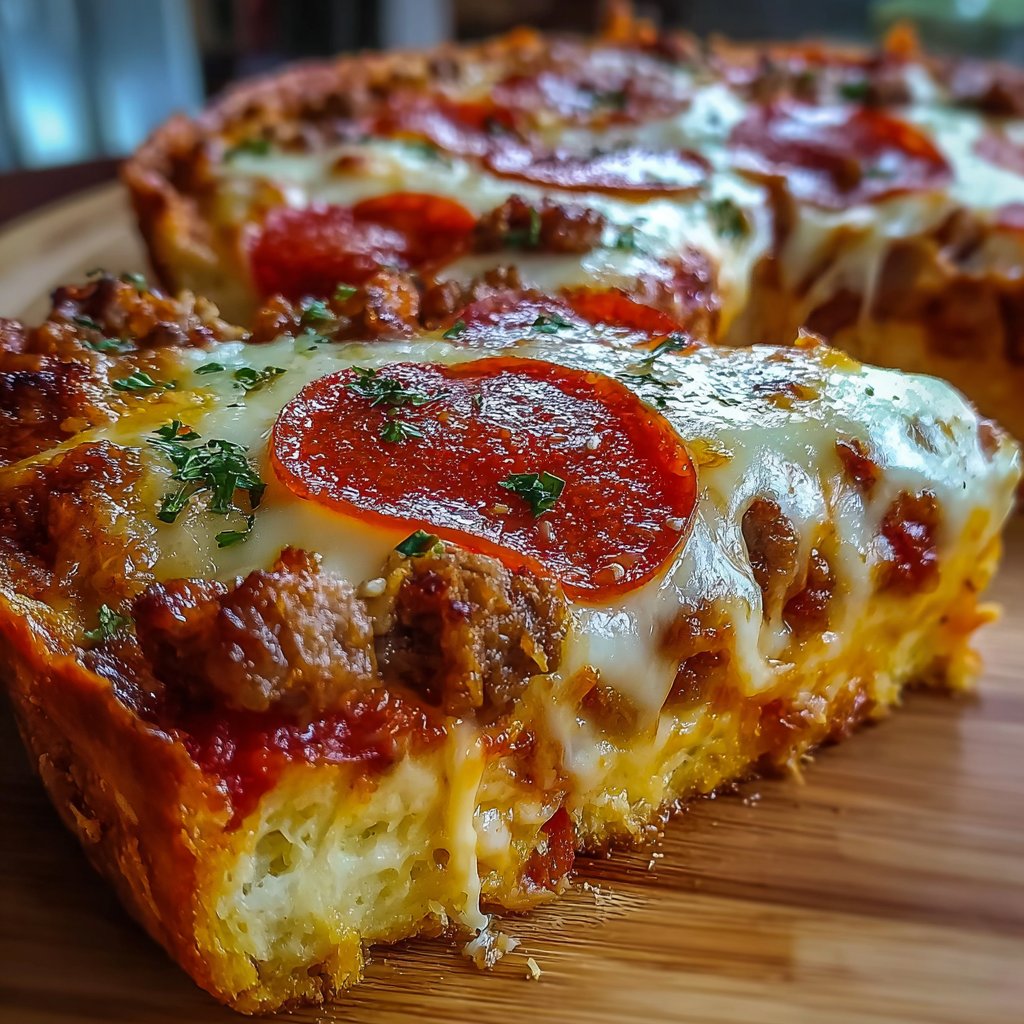 Deep Hamburger Sausage & Pepperoni Pie