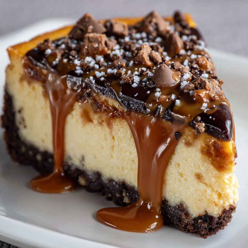 Salted Caramel Chocolate Chip Cheesecake