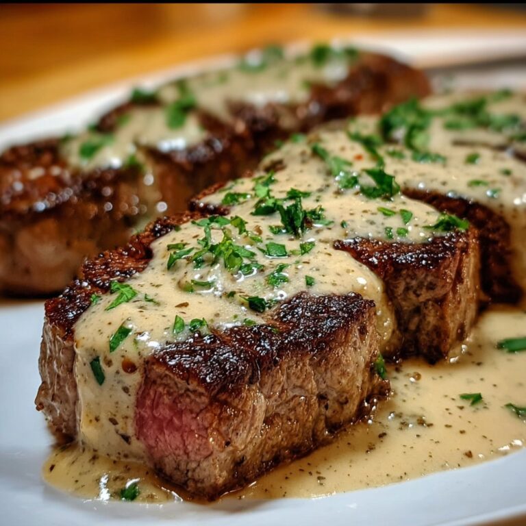 Juicy Steak with Creamy Garlic Sauce