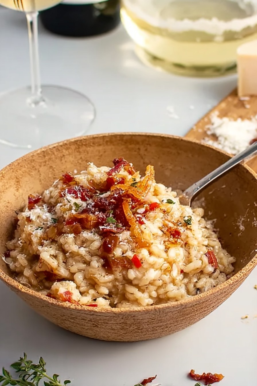 Caramelized Onion, Bacon, and Parmesan Risotto