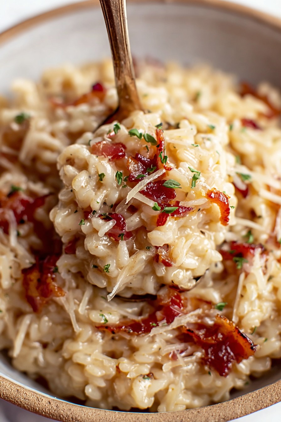 Caramelized Onion, Bacon, and Parmesan Risotto